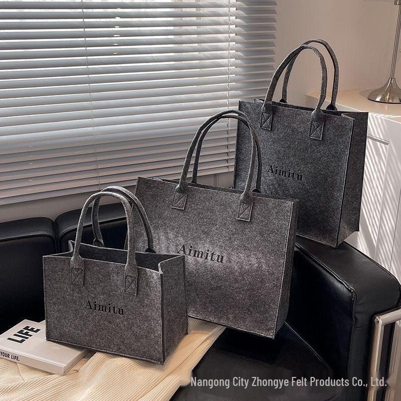 Trendy Felt Tote: Portable Handheld Commuter & Fashionable Single Shoulder Bag with Large Capacity