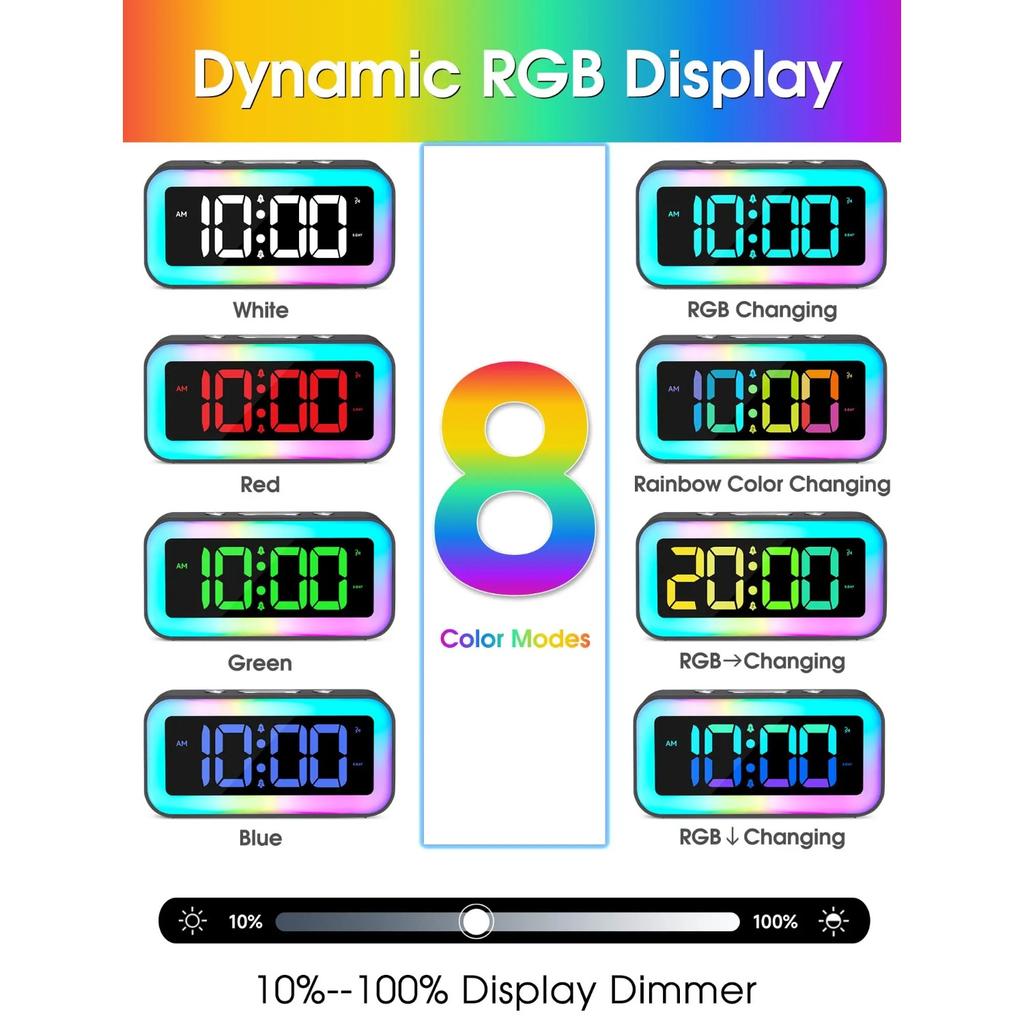 Intelligenter digitaler LED-Wecker: Elektrisches Nachtlicht mit Uhr, 3 einstellbare Helligkeiten, Sprachsteuerung, Schreibtischuhr mit Datum/Monat