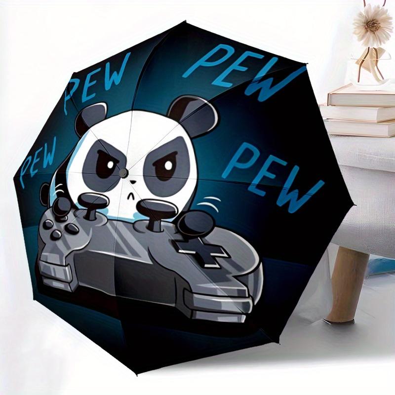 1pc Panda Gaming Auto Open/close, All-Season Portable Folding Umbrella for Women & Men, Travel, Everyday, Formal Events - Compact Luxury Parasol, Outd