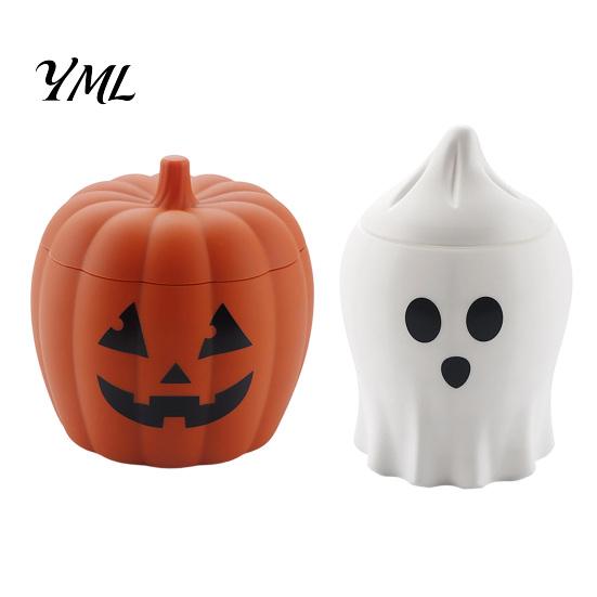 Silicone Ice Cube Mold Halloween Bucket Mold, Pumpkin Ghost Tray with Drain Basket, 2 Party Drink Accessories In 1 Freezer Cooler for Drinks