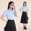 Women's Blue & White Professional Interview Blazer and Shirt Set