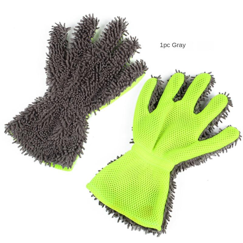 Waterproof Car Wash Mitt Scratch Free 5-Finger Microfiber Interior Exterior Cleaning Gloves Car Chenille for Cleaning Wheel
