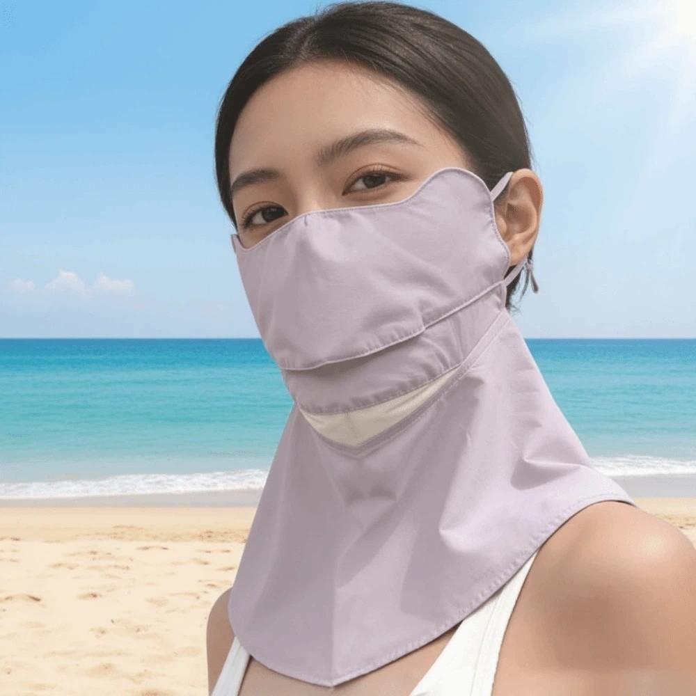 Ice Silk Sunscreen Mask with Shawl Thin Breathable Sunshade Mask Cycling Face Sun Protection  Women