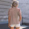 Camisa informal a cuadros de manga corta holgada con botones para mujer