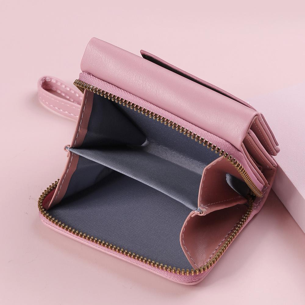 Waterproof Triple Fold Wallet PU Leather Mini Coin Pouch Fashion Simplified Purse Work