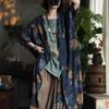 Frauen Vintage Print Floral Shirts Rot Sieben Ärmel Tops Sommer Chinesischen Stil Frauen Lange Blusen