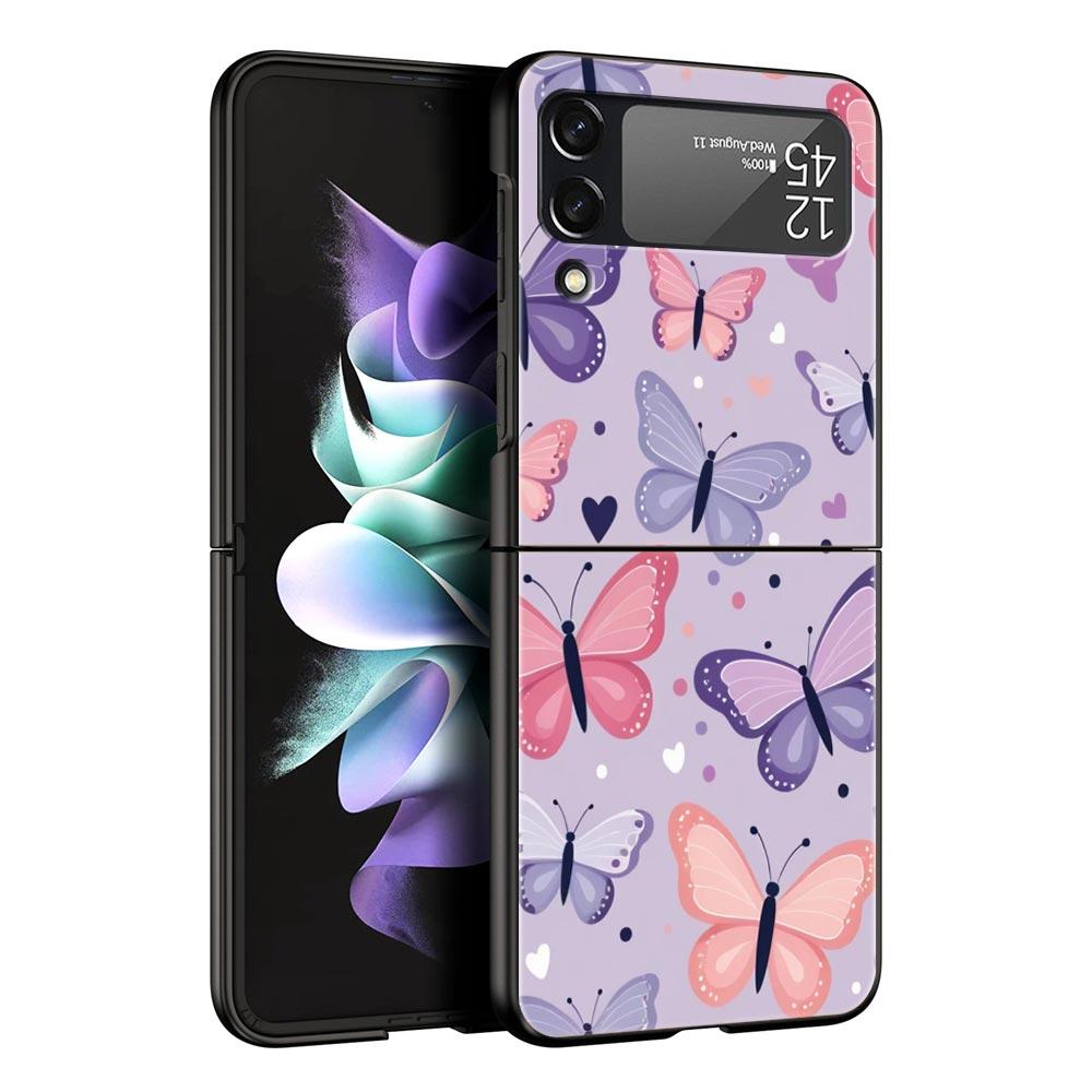 Handyhülle für Samsung Galaxy Z Flip 3 4 5 6 7 Faltbar Für Samsung Z Flip4 Flip5 PC Hartschalenhülle Stilvolles Design mit Blumenmuster