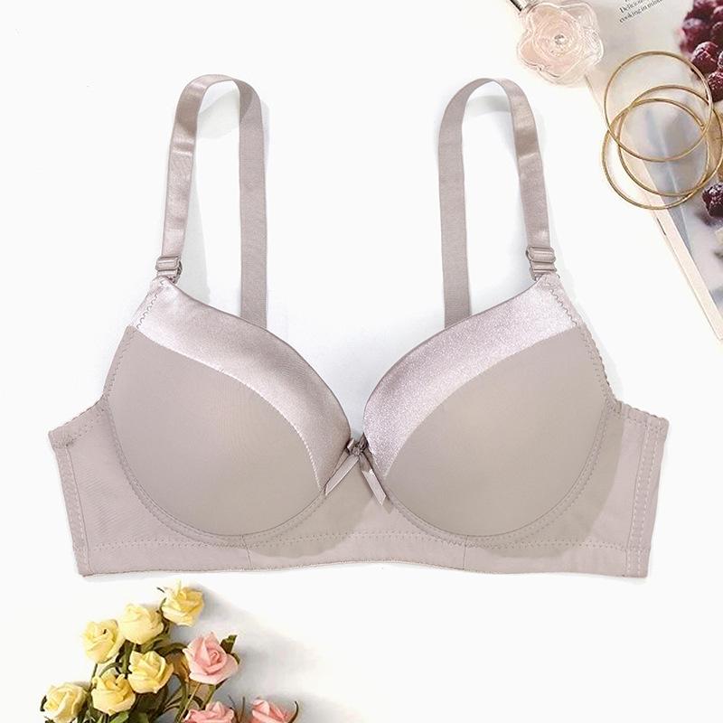 

Модное нижнее белье большого размера, удобный и простой гладкий бюстгальтер, тонкий бюстгальтер с регулируемой верхней поддержкой 85B хаки