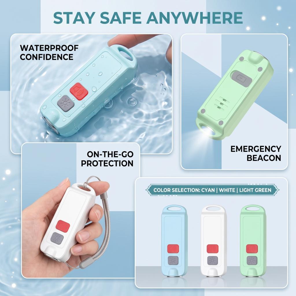 Personal Alarm - Portable with Keychain Clip for Women, Men and Seniors - Emergency Alert for Walking, Jogging and Travel