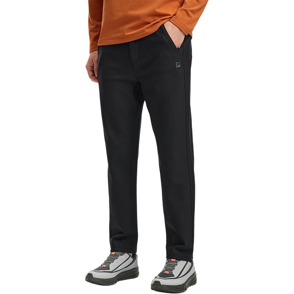 FILA A.P. Minimalist Comfortable Fashion Casual Versatile Straight Leg Knitted Sports Pants Men bottoms Deep-Black A11M611604FBK