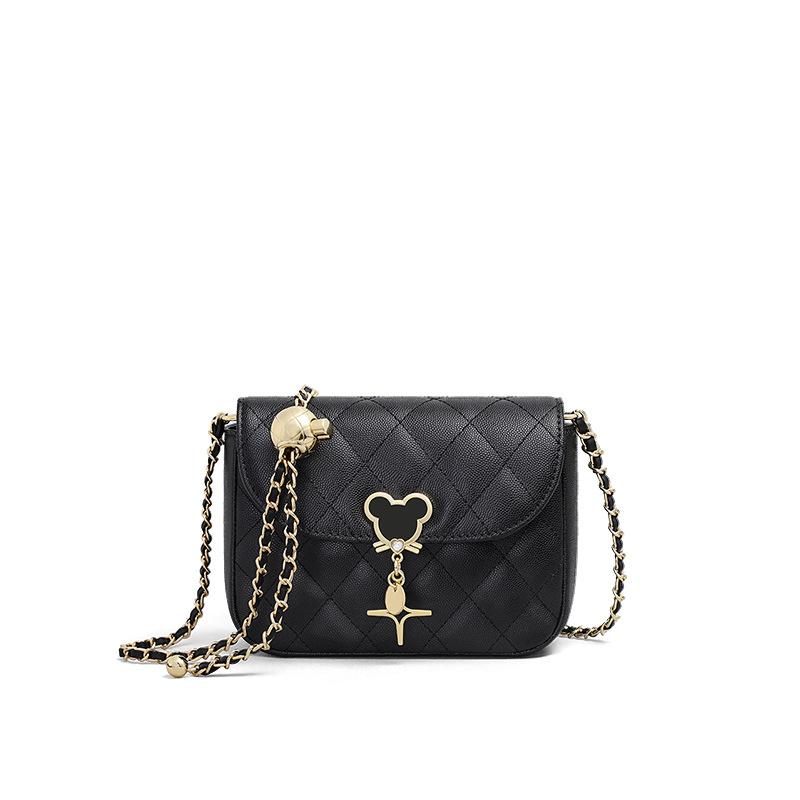 Genuine Leather Crossbody Bag New Autumn and Winter Diamond High-end Shoulder Chain Bag