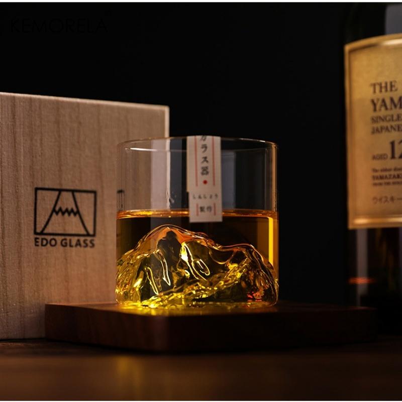 1/2 Stück Japanische Glas-Gletscherberg-Teetasse Mt. Fuji Hitzebeständiges Glas Teetasse Büro Praktisch Retro Weinglas Whiskyglas Zuhause