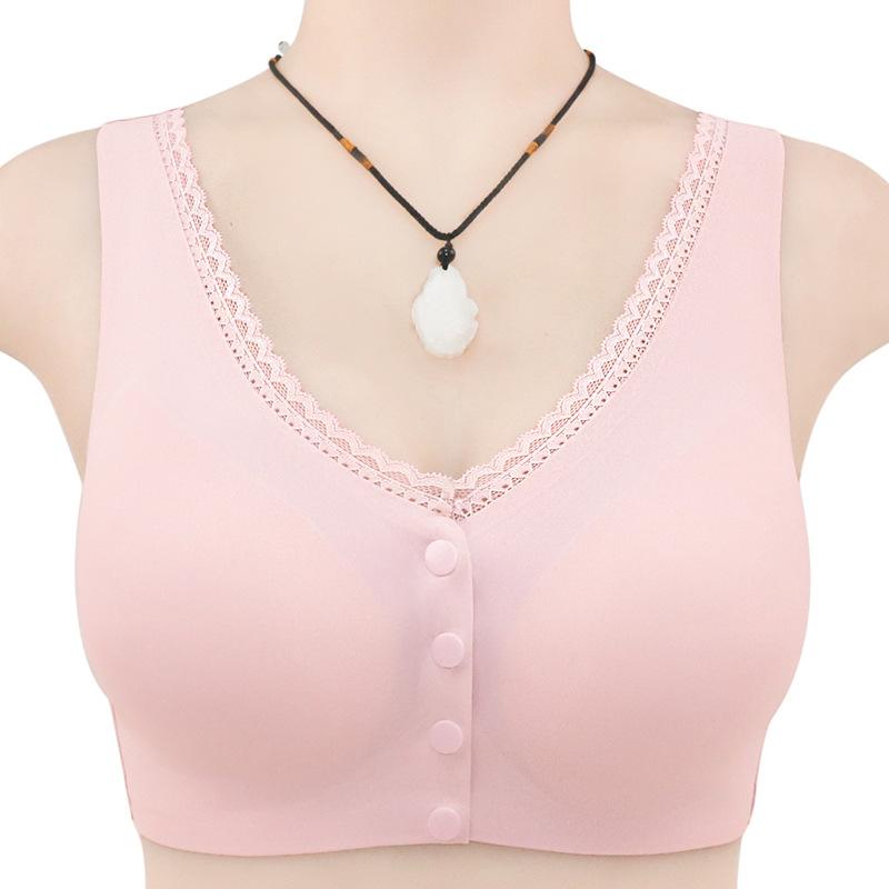 New lace sticker front buckle underwear women's large elastic vest large size no steel ring bra