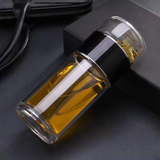 Glass Infuser Bottle Double Wall Tea Tumbler Insulated Loose Leaf Tea Brewer Hot And Cold Drinks Bottle for Home Office