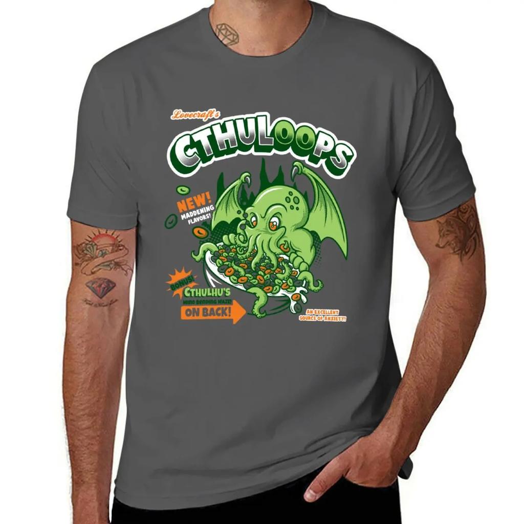 Cthuloops All New Flavors T-Shirt Man T Shirt Luxury Clothing Labubu Graphic T Shirt Vintage Blouse Black T Shirts for Men