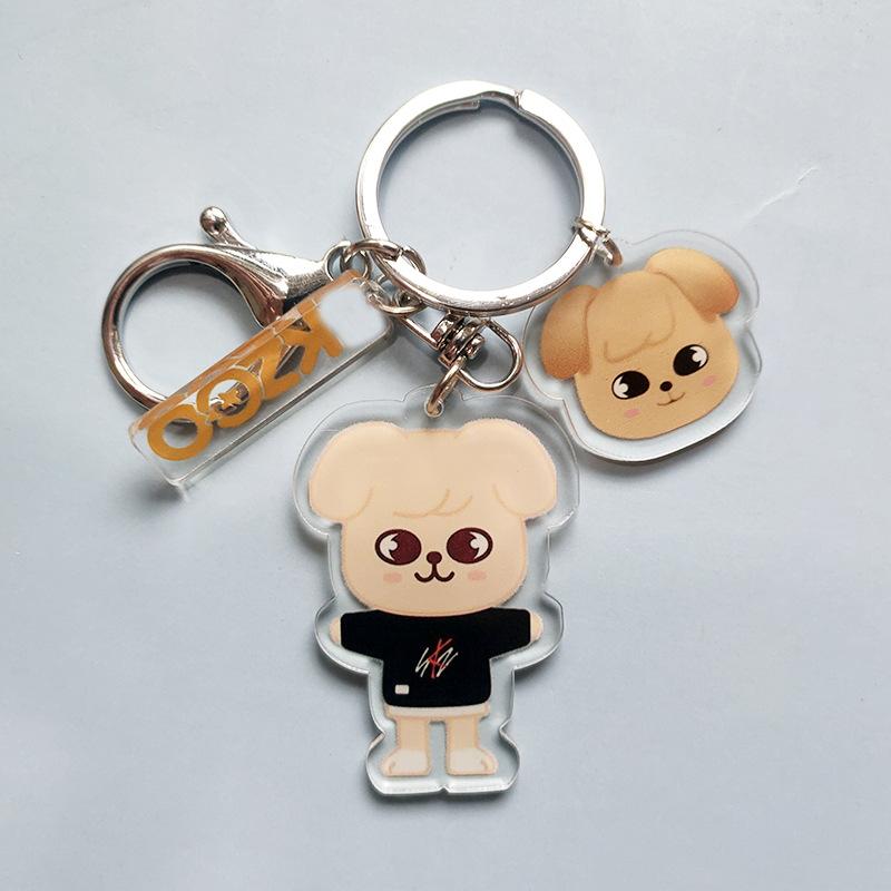 Stray Kids SKZOO Cartoon Double Sided Acrylic Keychain Cute Anime Character Keyring Bag Pendant Fan Merchandise Gift for STAY