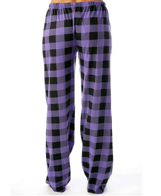 Women's Plaid Pajama Pants - Comfortable Elastic Waist Sleep Bottoms with Drawstring