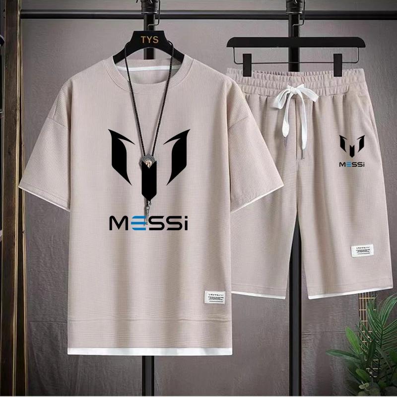 men's T-shirt and shorts set, summer sportswear, loose fitting T-shirt, 2 pieces