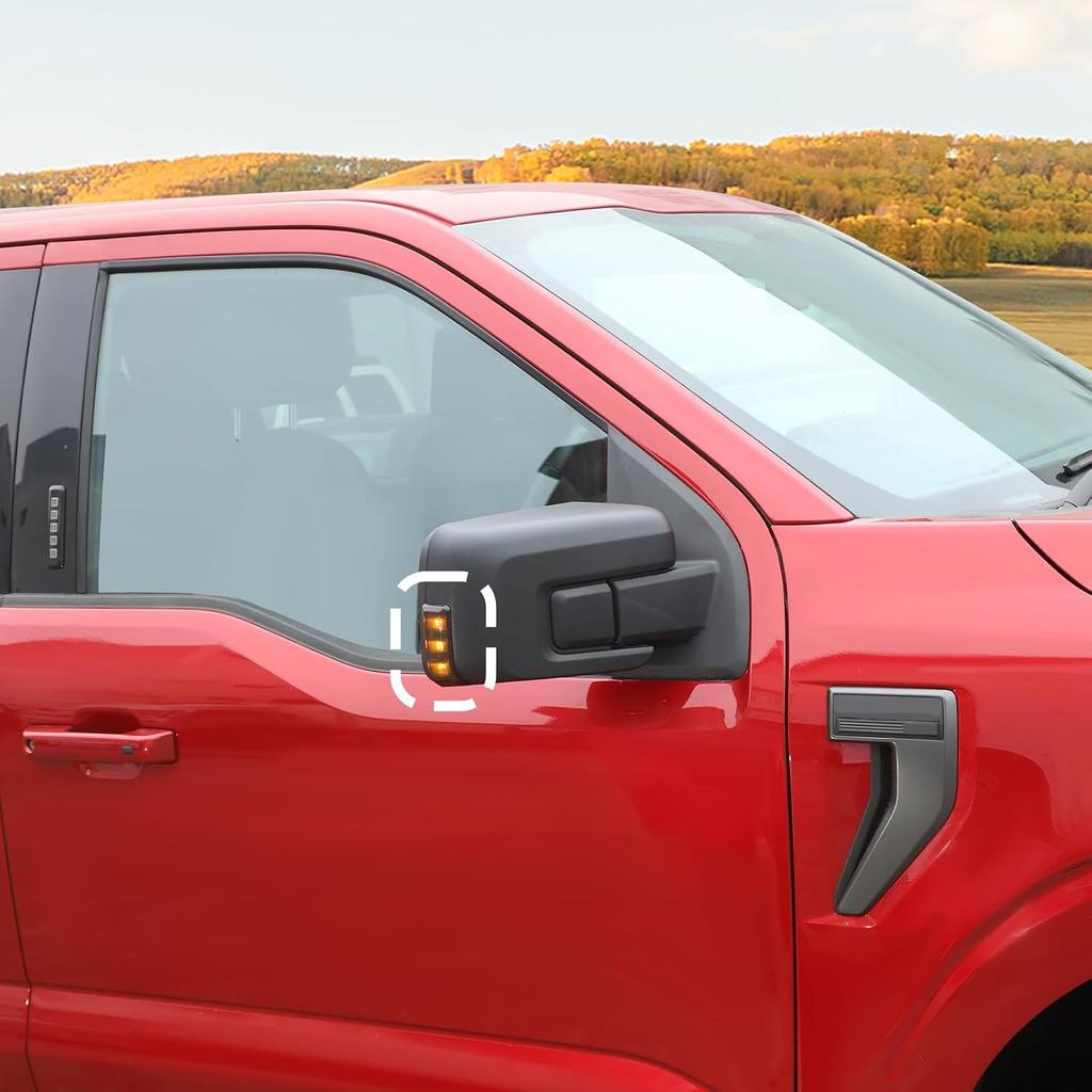 For F150 Outside Mirror Light Cover Trim Fit for Ford F150 2021-Present Smoked Black Exterior Accessories 2pcs