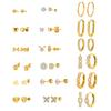 3 Pairs Earrings Set 18K Gold Plated Stainless Steel Hoop Stud Waterproof Non Tarnish Tiny Cartilage Helix Piercing Jewelry