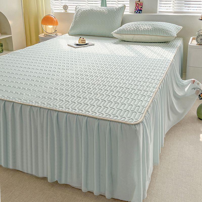 

Новый однотонный противоскользящий латексный крутой коврик, юбка-юбка из ледяного шелка, мягкий коврик, покрывало на кровать, комплект из трех предметов, летнее постельное белье и простыни 120x200cm 2pcs