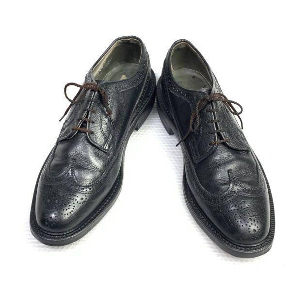 USED/80s 90s Vintage USA Made Dexter Size 9.5C 26.5 27.0cm Long Wingtip Black