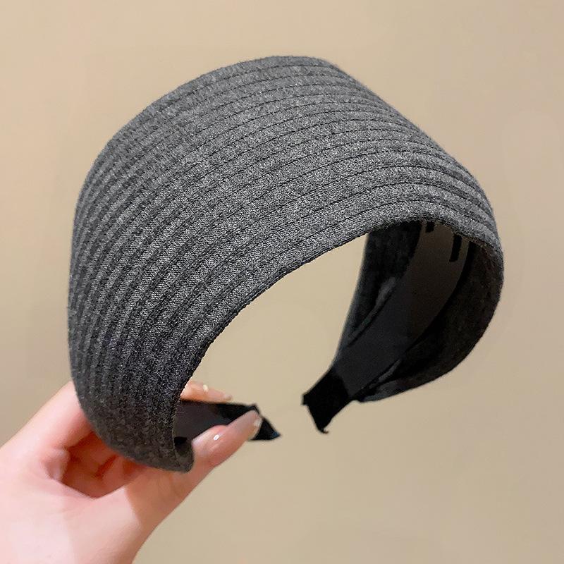 Internet Celebrity's Same Solid Color Wide Edge Striped Yarn Headband High Head Headband French Gentle Atmosphere Hair Accessory