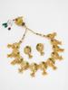 Gold-Plated Green Stone-Studded & Beaded Jewellery Set