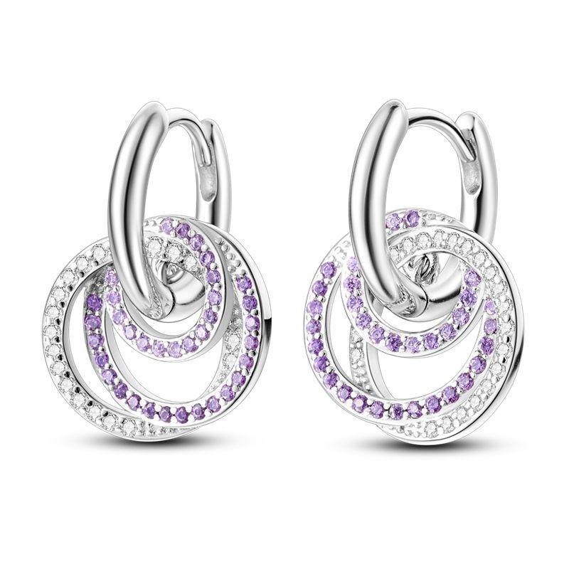Orstarry 925 Silver Crystal Circular Eardrops Drop Earrings Women Earrings Charm Fashion Versatile Party Jewelry Gifts
