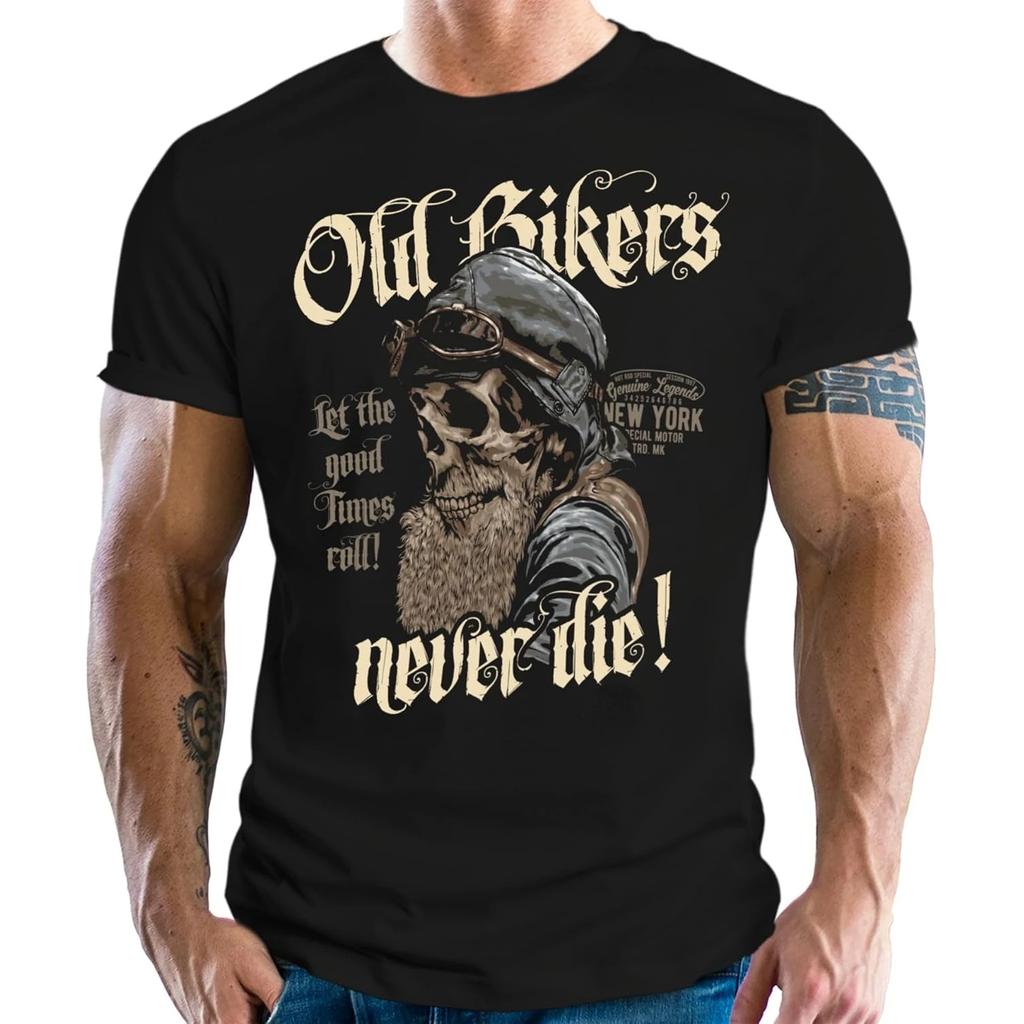 Old Bikers Never Die Vintage Older Motorcyclist Gift T-Shirt 100% Cotton O-Neck Short Sleeve Summer Casual Mens T-shirt