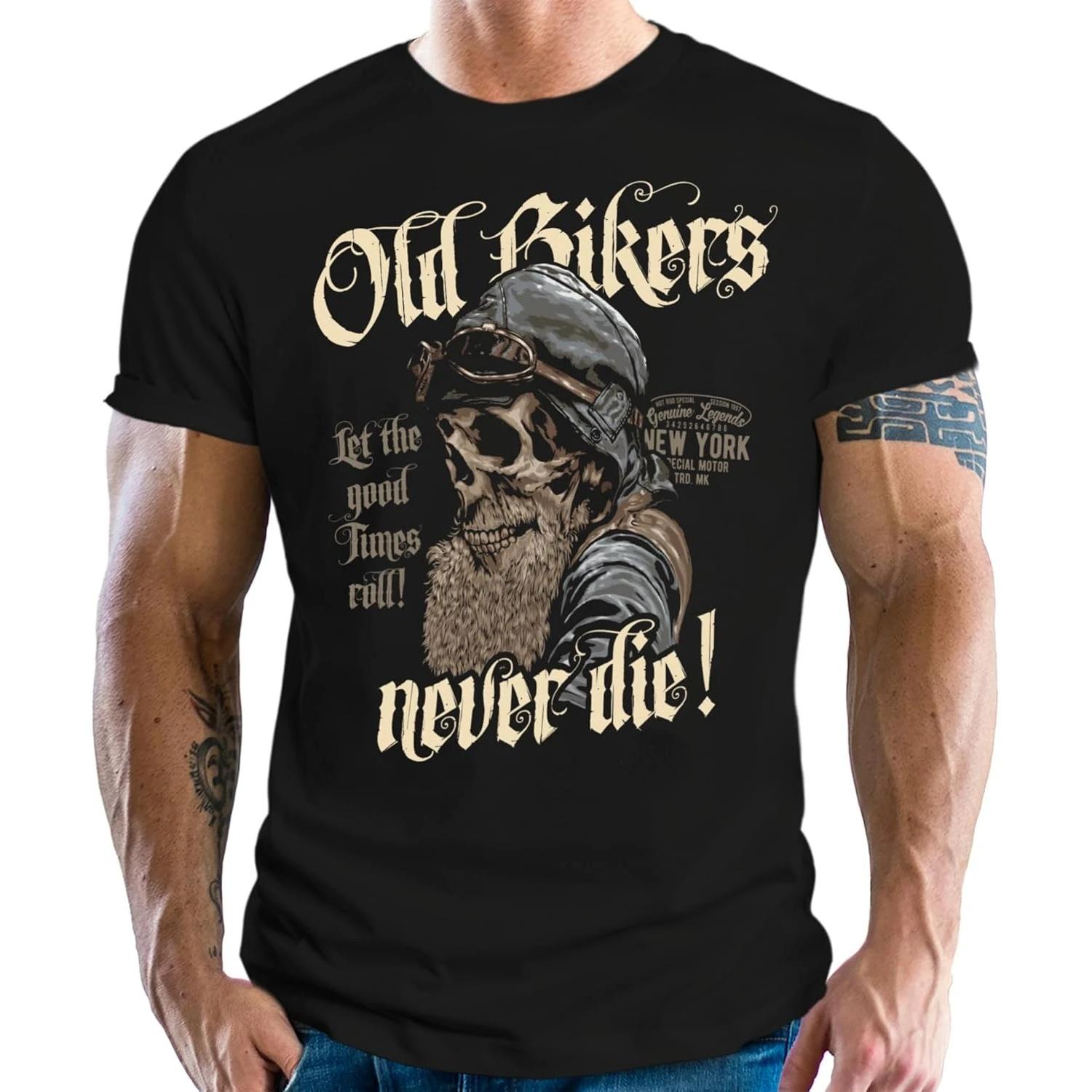 

Old Bikers Never Die Vintage Older Motorcyclist Gift T-Shirt 100% Cotton O-Neck Short Sleeve Summer Casual Mens T-shirt XXXXXL чорний