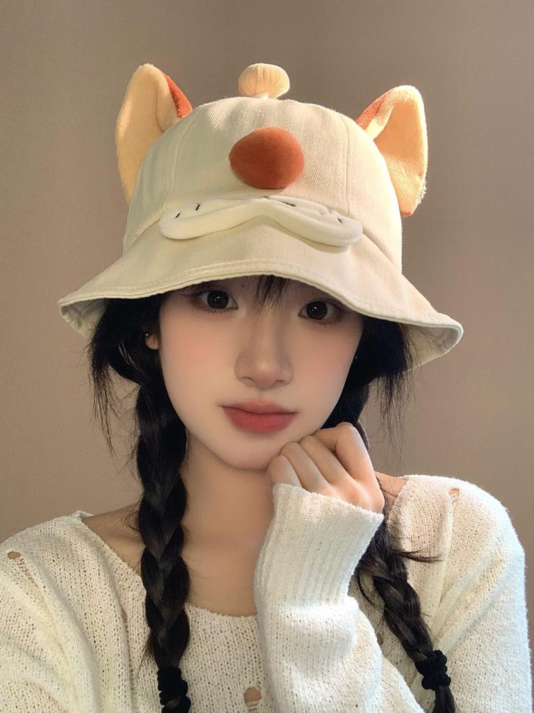 Cartoon mushroom cat fisherman hat children versatile face small fashion cute funny expression basin hat tide