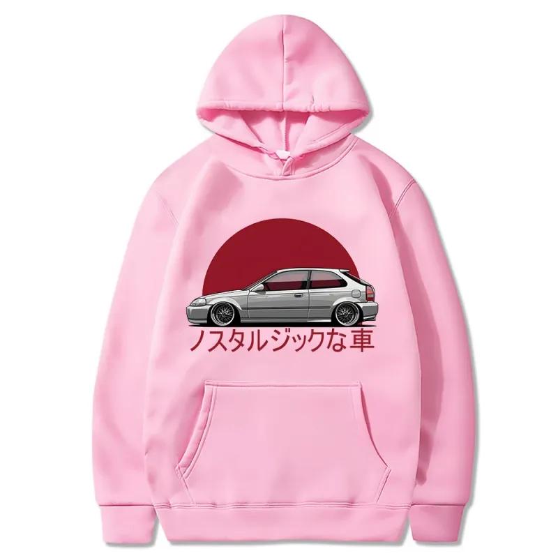 Men Nostalgic Car Hoodie Jdm Comic Printing Tracksuit Mens Sweatshirt Female EK Japanese Streetwear Pullover Long Sleeve EU Size