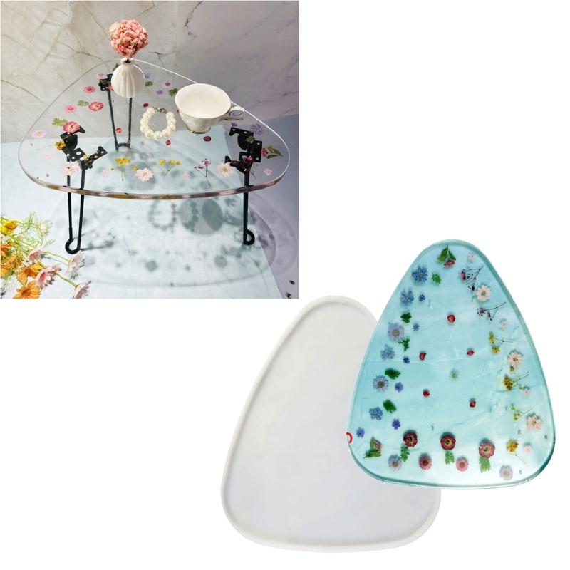 Table Crystal Epoxy Resin Mold DIY Handmade Oversized Triangle River Table Silicone Mold Large Table Ornaments Craft