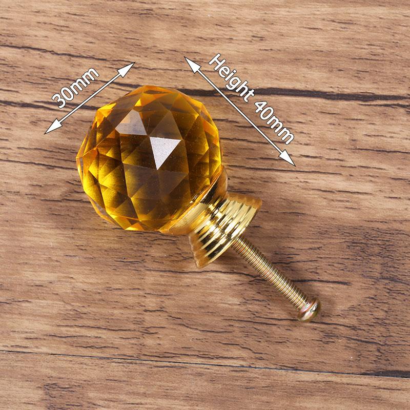 KAK 30mm Crystal Glass Knobs Cabinet Handles Colorful Crystal Ball Cupboard Pulls Drawer Knobs Kitchen Furniture Handle Hardware