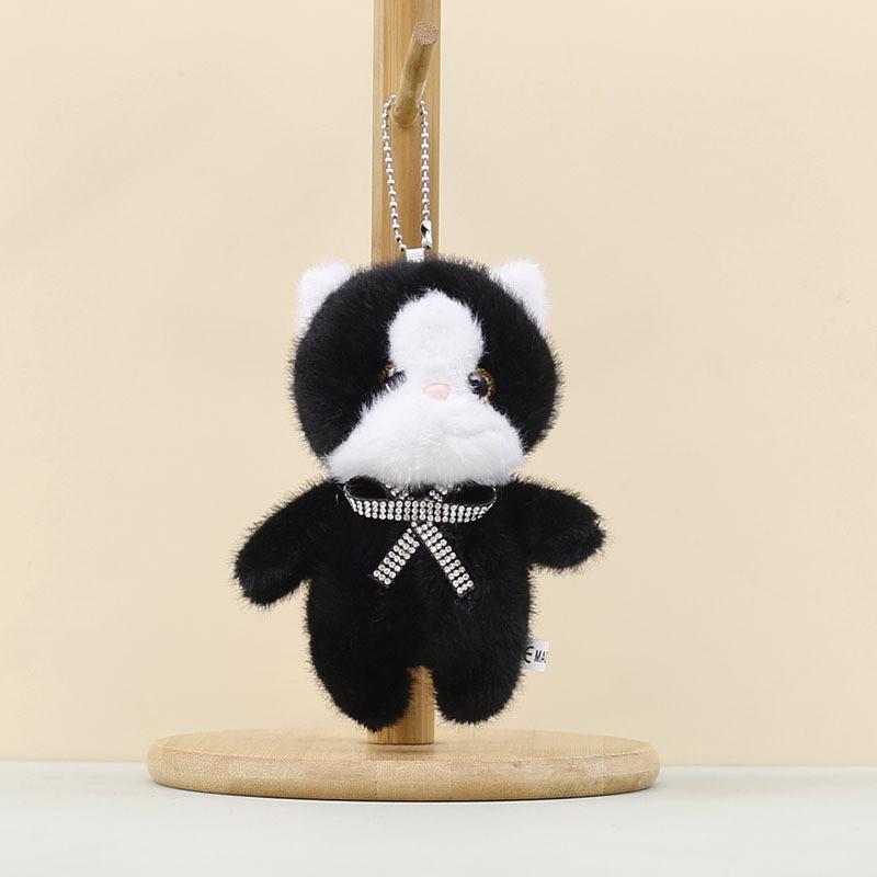Plush Cat Keychain With Pp Cotton Filling For Cute Bag Decor
