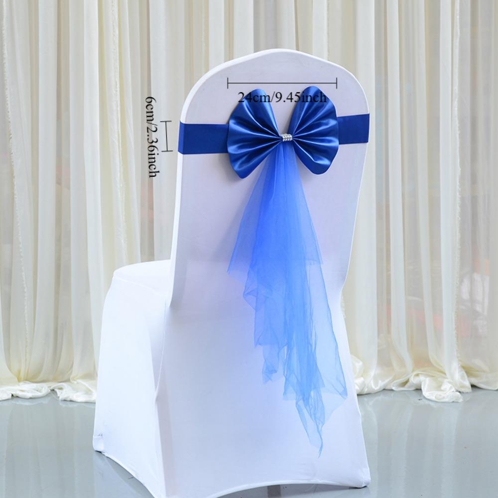 Stretch Pcs Chair Polyester 10 Sashes Chair Bands Organza Chair Sash Bows Spandex Bows For Party Birthday Hotel Romantic Wedding Banquets Decoration