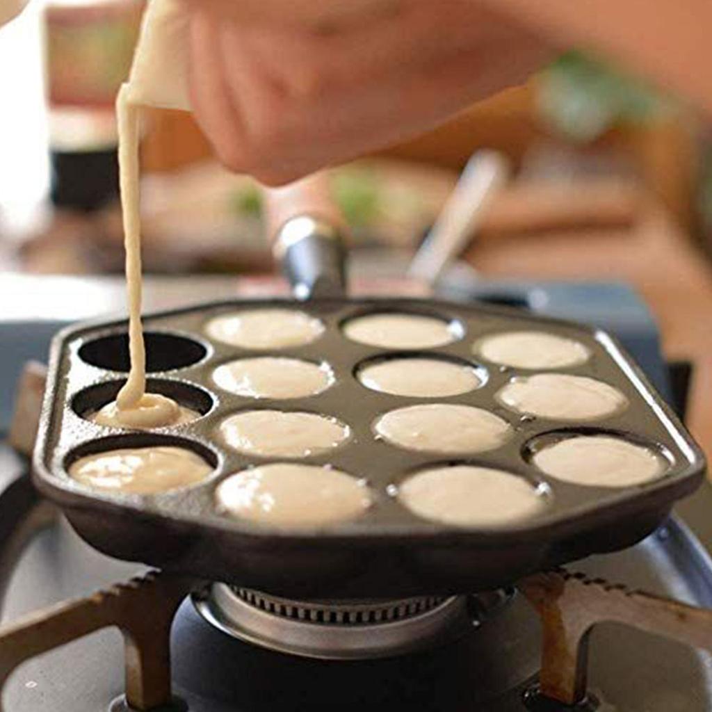 Grill Pan For Indoor Cooking 14 Holes Japanese Octopus Balls Plate Non-Stick Cast Iron Grill Pan For Stove Top for Outdoor