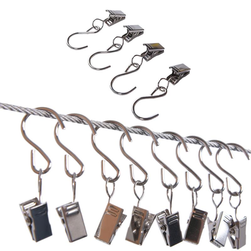 Haczyki S do Klipsów Zasłonowych, 50 szt. Metalowe Haczyki Klipsy do Zasłon, Haczyki do Wieszania Światełek Imprezowych, Dekoracji Ogrodu Patio na Boże Narodzenie