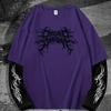 Gotisches Dunkles Muster Bedrucktes Herren Sommer Lässiges Langarm Color-Blocking T-Shirt