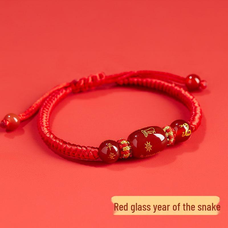 2026 Year of the Horse Zodiac Red Rope Bracelet - Women's/Men's Tai Sui Protective Charm for Horse, Rat, Ox, Rabbit Signs