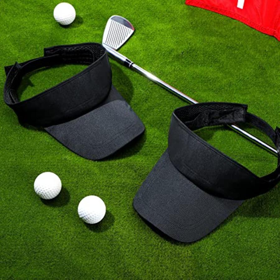 24 Pieces UV Protection Visors for Women Men Sports Outdoor Sun Visor Hat Black Visor Adjustable Beach Cap for Outdoor Tennis R