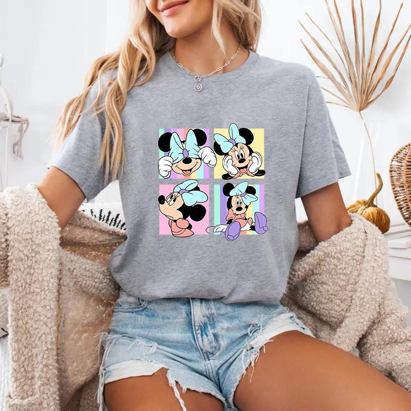 New Cute Minnie Mouse Avatar Printed T-shirt Outdoor Casual Fashion Women's Anime Minnie Mouse Shirt
