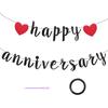 Black Happy Anniversary Banner, Anniversary Party Decorations, We Still Do, Happy Wedding Day Party Supplies Romantic Decorations Black Red Glitter