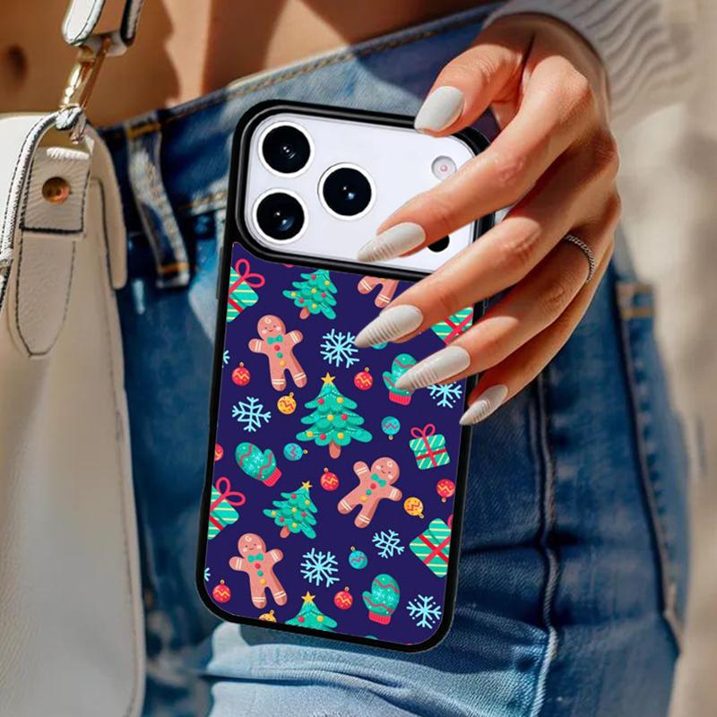Cute Gingerbread man Christmas Phone Case For iPhone 17 Air 14 15 13 12 Max Cover For Apple 14 15 16 16e 11 Pro Max Plus