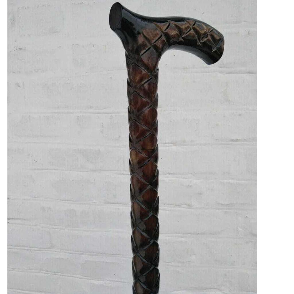 Christmas Hand Head Carved Wooden Walking Stick Designer Style Cane Best Gift
