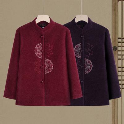 Autumn and Winter Stand-up Collar Jacket In The Elderly Tang Clothing Female Mother Spring and Autumn Cardigan Top