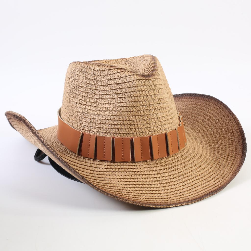 Chapéu de Palha de Cowboy Ocidental Europeu e Americano Popular Moda Masculina e Feminina Chapéu de Palha com Sombra Chapéu de Cowboy Ocidental para Exterior