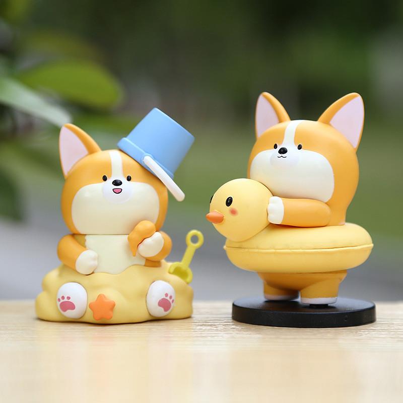 Cartoon Corgi Action Figure Model Marine Animal Doll Desktop Gifts Ornaments