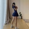 Rochie Mini de Vară Culoare Uni, Decolteu Pătrat, Mânecă Scurtă, Croială A, Purtare Pură